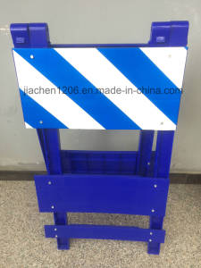 White / Blue Plastic Road Safety Folding Traffic Barricade
